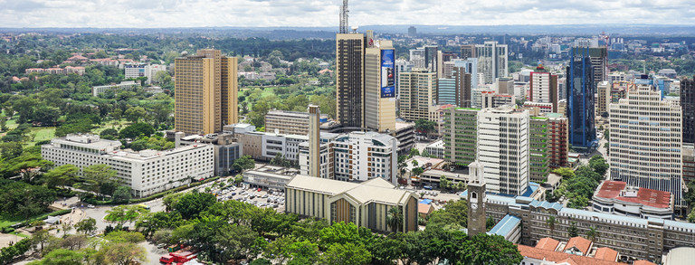 The central parts of the city of Nairobi in Kenya