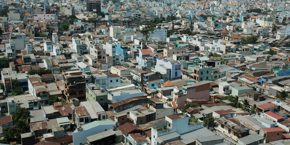 Aerial shot of a quarter in Ho Chi Minh City