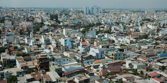 Aerial shot of a quarter in Ho Chi Minh City