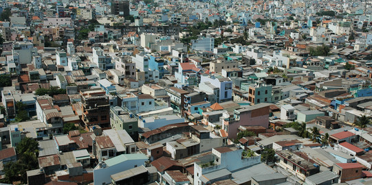 Aerial shot of a quarter in Ho Chi Minh City