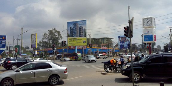 Junction next to a shopping mall in the Kilimani area in Nairobi