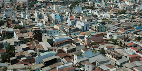 Weitsicht auf einen Stadtteil in Ho Chi Ming Stadt in Vietnam