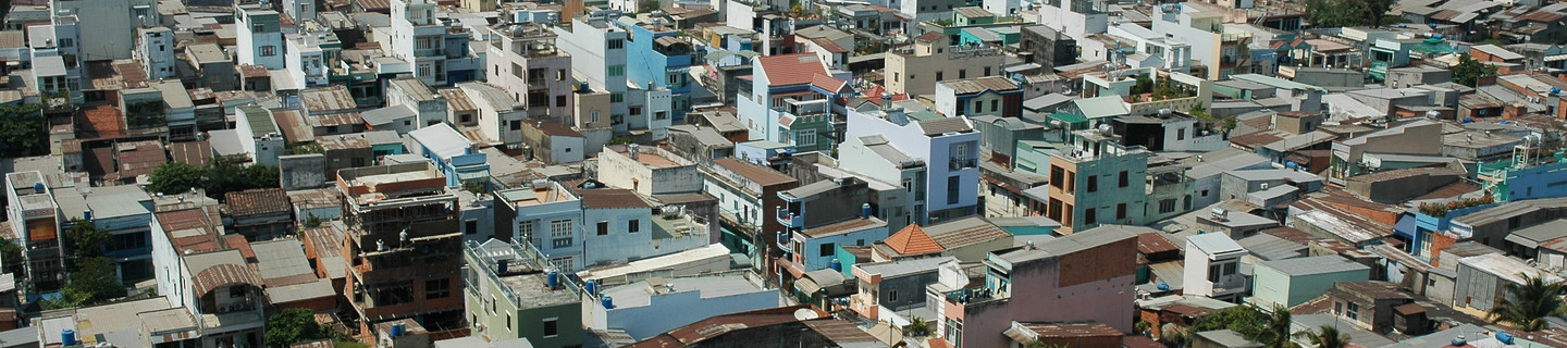 Weitsicht auf einen Stadtteil in Ho Chi Ming Stadt in Vietnam