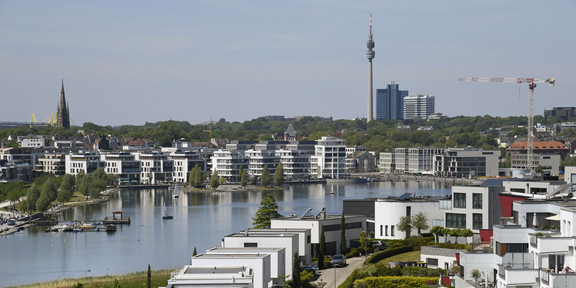 Phoenixsee, Dortmund, Germany Wide view of the Phoenixsee area in Dortmund