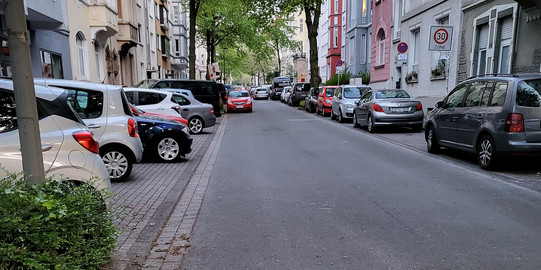 Dortmund, Germany Street scene with parking cars in Dortmund