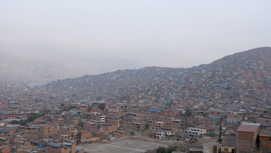 View of many houses from a hill 